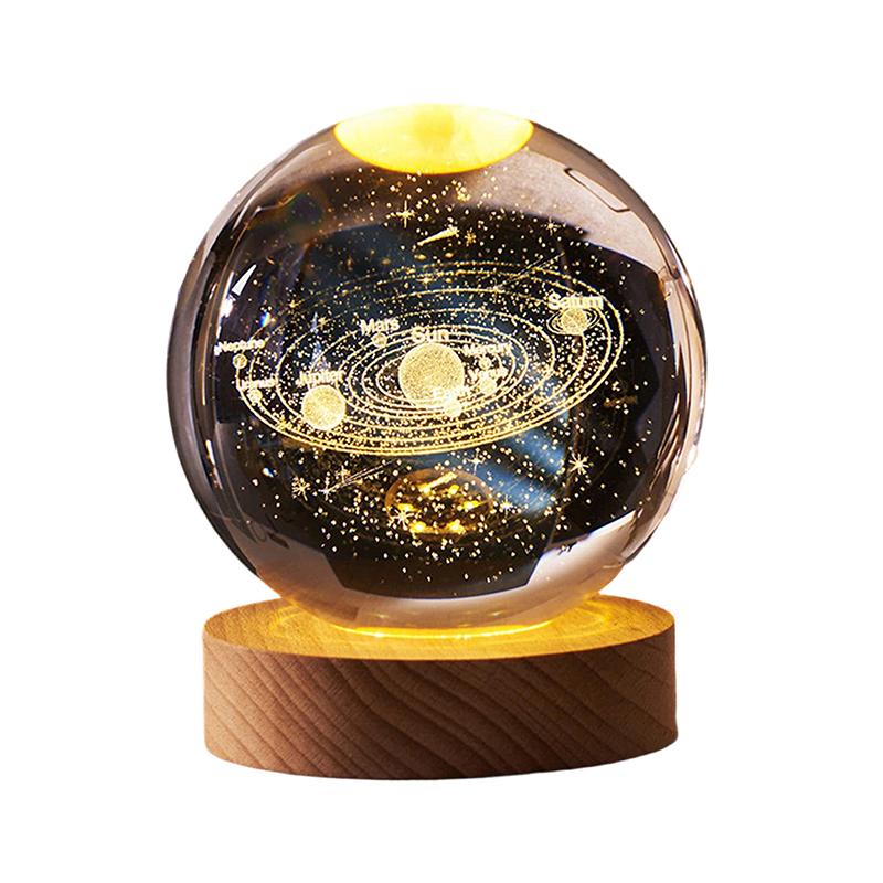 USB-beleuchtete Kristallkugel 3D-Innengravur Kreatives Geschenk Schreibtischornament Kristallkugel Nachtlicht