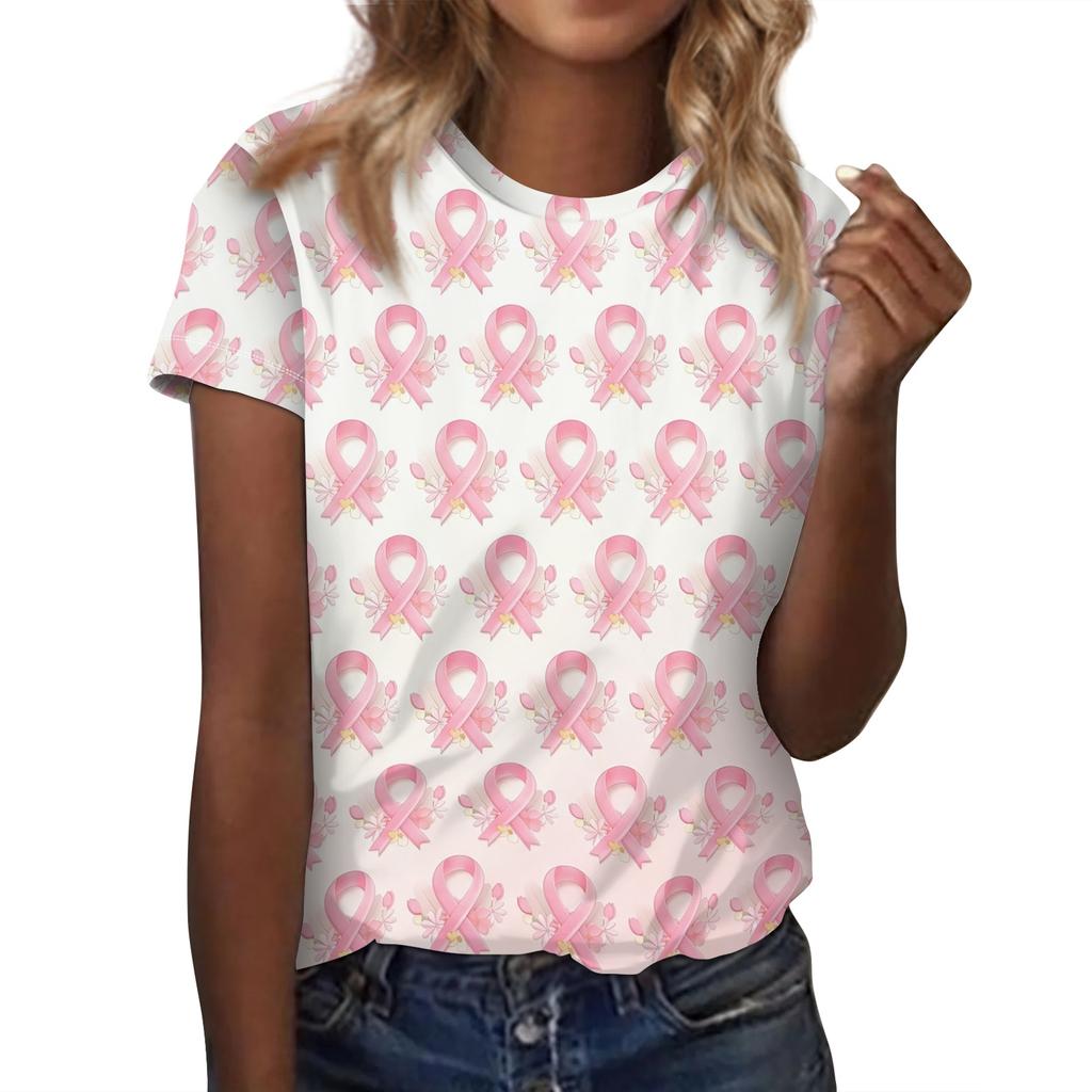 Women's Breast Printed Neck Casual T-Shirt