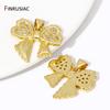 18K Gold Plated Brass Bowknot Charms Inlaid Zircon Butterfly Pendant For DIY Fashion Neckalce Making Supplies Accessories