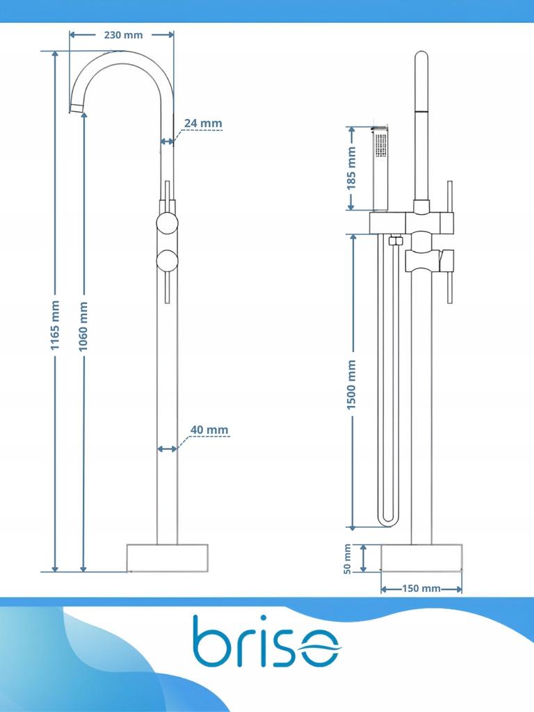 Freestanding Brass Bathtub Faucet, Exclusive Copper, Black Shower