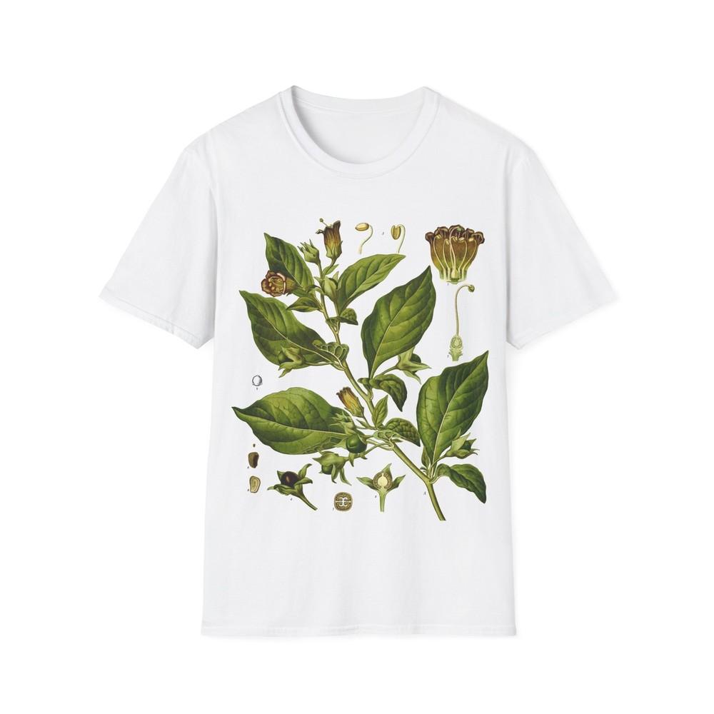 

1887 botanical print from kohler s plants, deadly nightshade tshirt 4XL