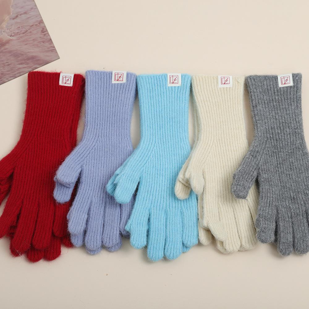 Gants d'Automne et d'Hiver en Laine Vierge pour Femmes En Hiver Doux Coréen Laine Étiquetée Tricotés Chauds et Froids Écran Tactile