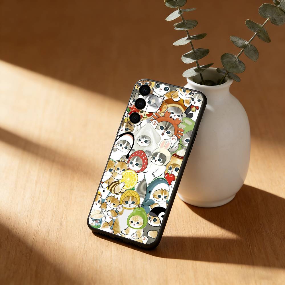 Süße M-Mofusands C-Katze Handyhülle Für Samsung Galaxy A20,21s,22,31,32,52,53,72,73,80,91 Weiche Schwarze Hülle