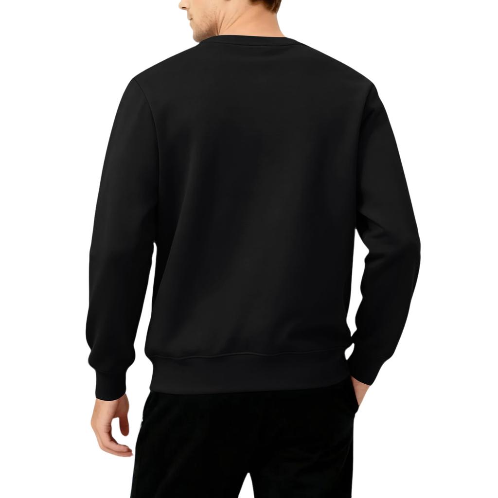 Herr Rundhals Fleecefodrad Tjock Enfärgad Sweatshirt