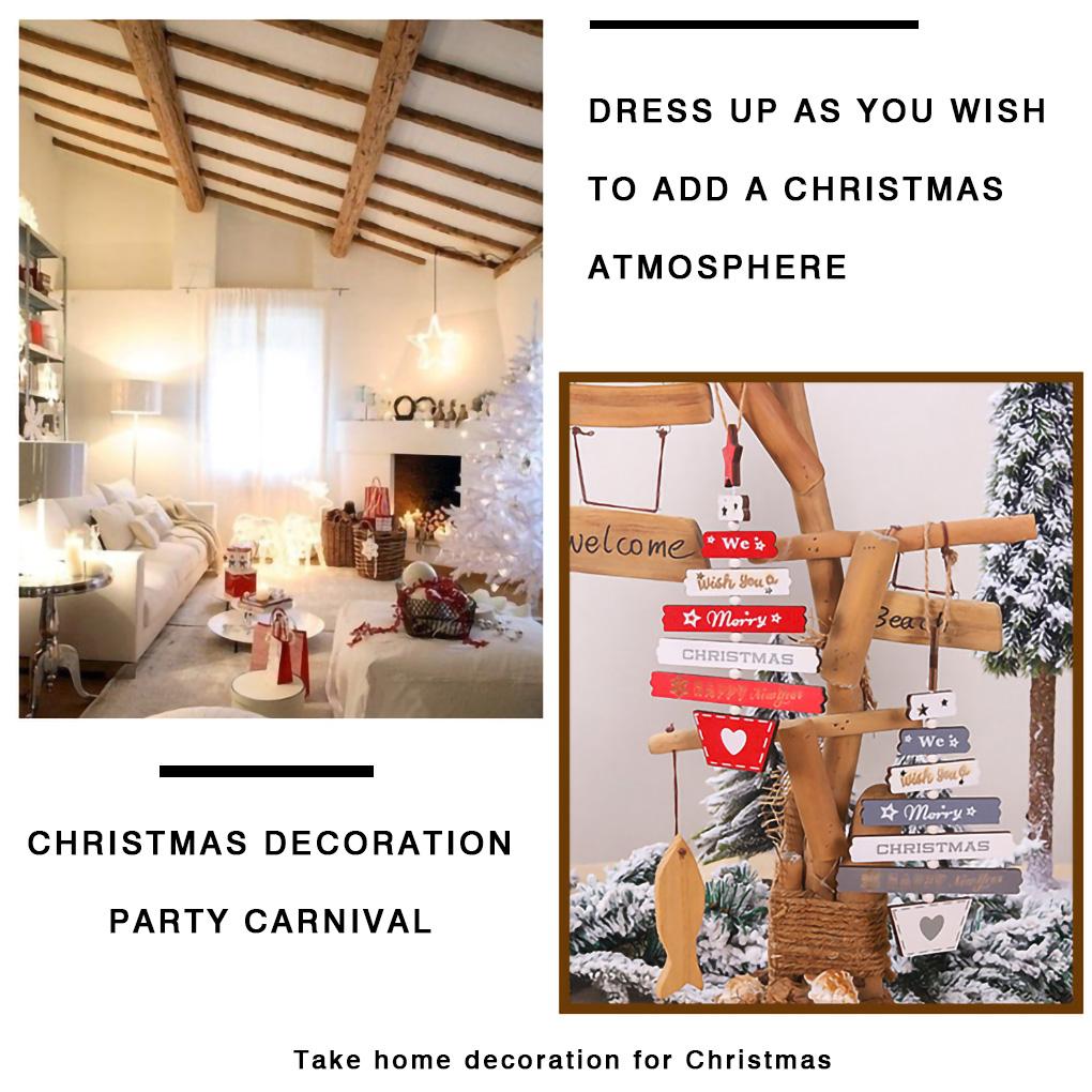 Christmas Letters Decorative Ornaments Christmas Tree Pendants Wooden