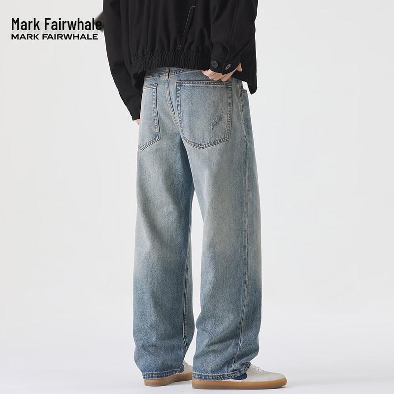 Mark Fairwhale Men's Loose Fit Straight-Leg Distressed Jeans
