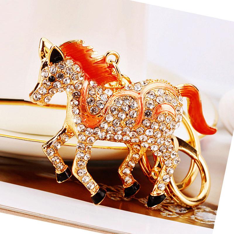 Mini Cute Rhinestone Horse Keychain Bag Pendant Keyring Metal Gift Birthday For