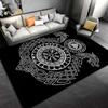 "Nordic Viking Black Carpet with Runes, Dragon Symbols, and Knotwork" Suitable for Use As an Anti-slip for Living Room Bedroom Sofas