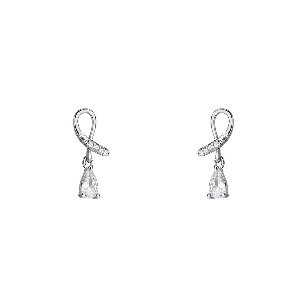 925 Sterling Silver Cross Drop Zircon Earrings for Women Korean Temperament Light Luxury Jewelry Accessories