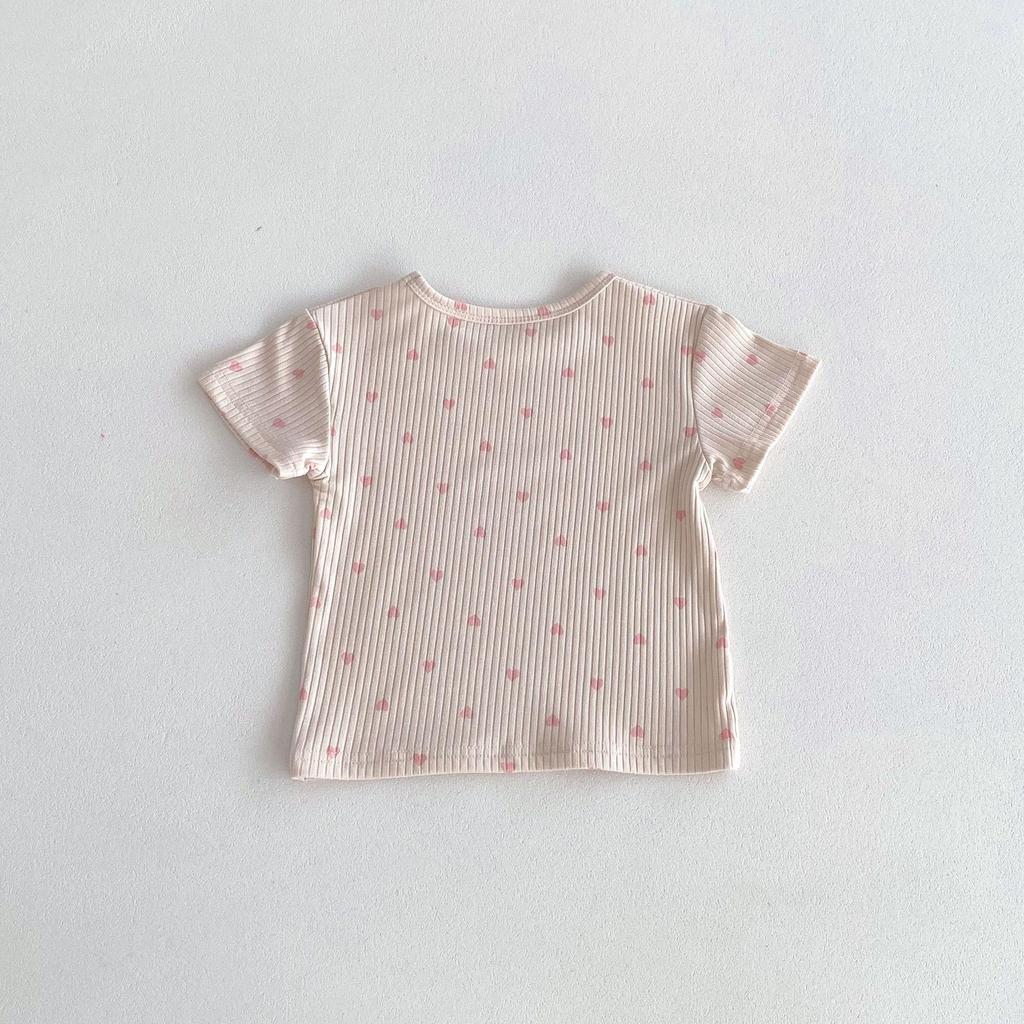 Short-Sleeve Heart T-Shirt & Striped Shorts Set