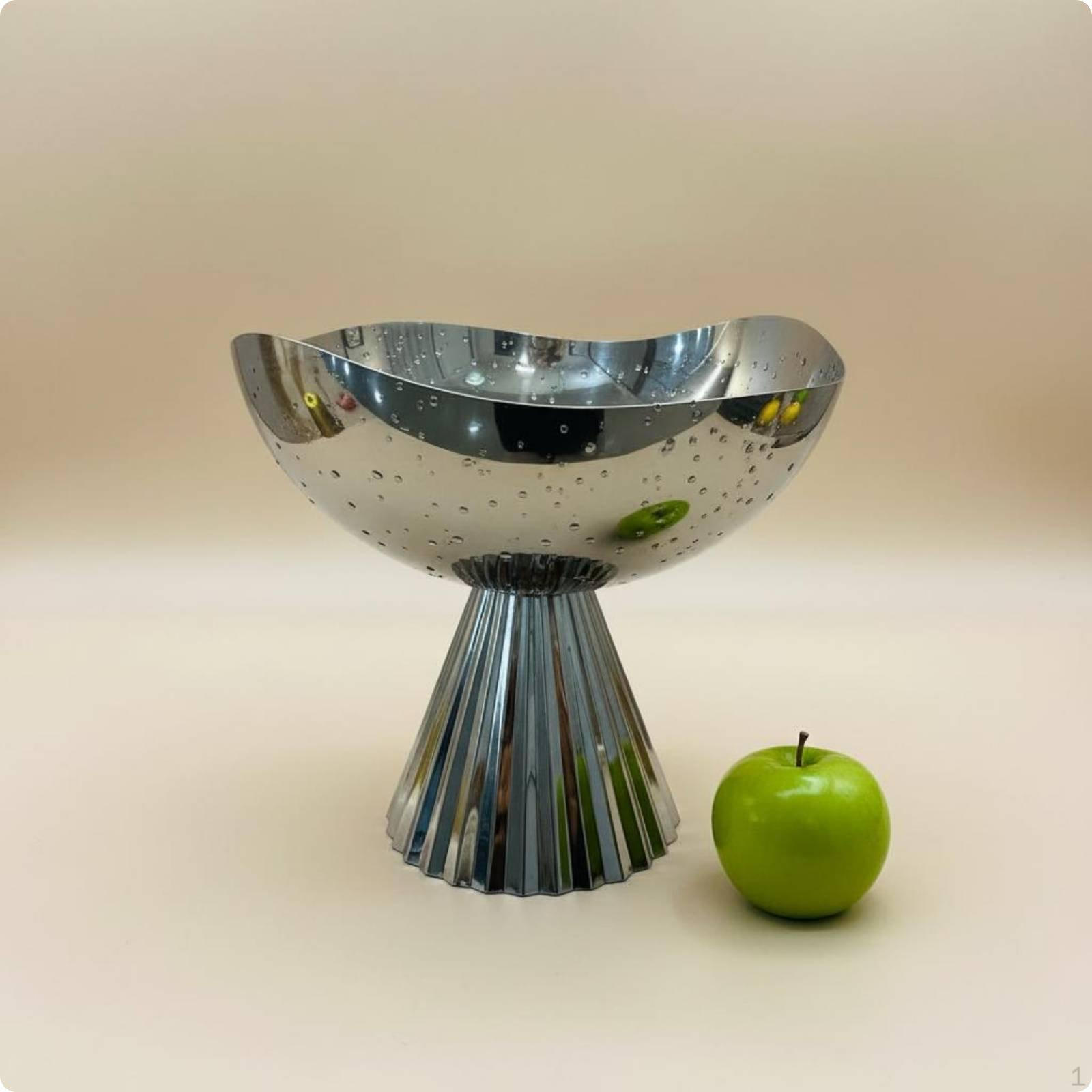 Stainless Steel Fruit Bowl Luxury Style Metal Plate Modern Minimalist Decorative Pedestal