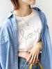 Ships for Women Fancy Cord Embroidered Logo Tee 312330053 One Size Web-Exclusive Off-White
