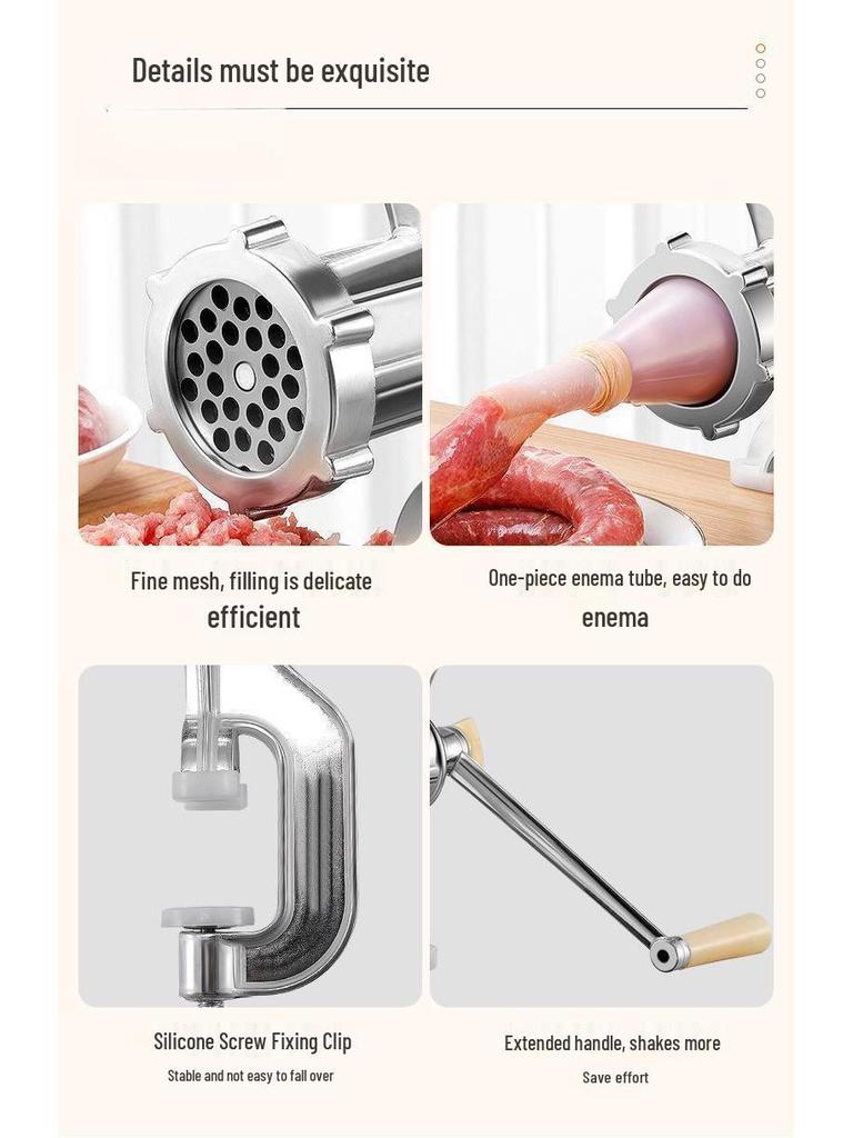 Manuelle Fleischmühle & Wurstfüller: Handkurbelmixer & Gemüsehacker.