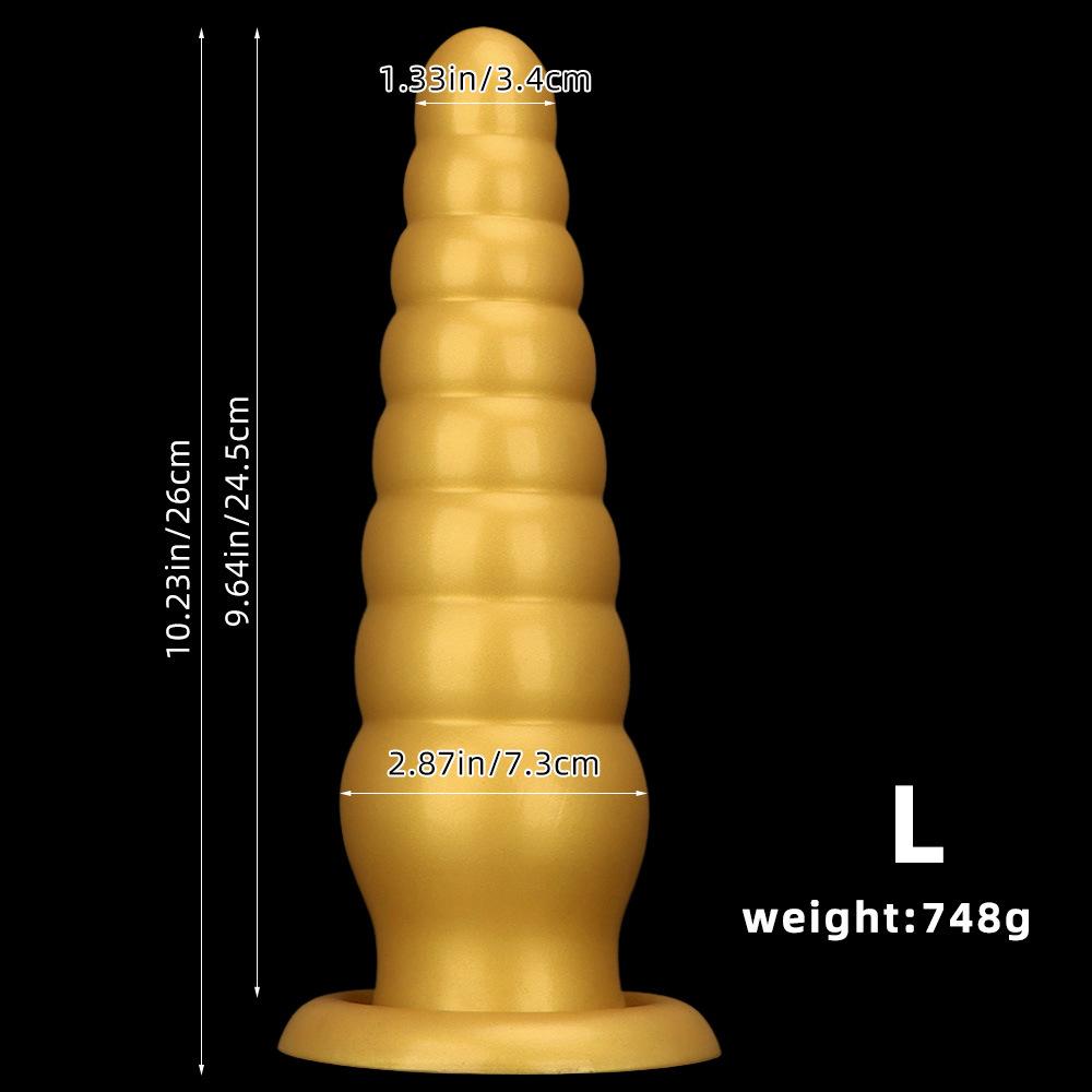 Golden Silicone Pointed  Oversized Anal Plug Suction Cup  Anal Sex Product  Erotic Chrysanthemum Extra Large and Thick
