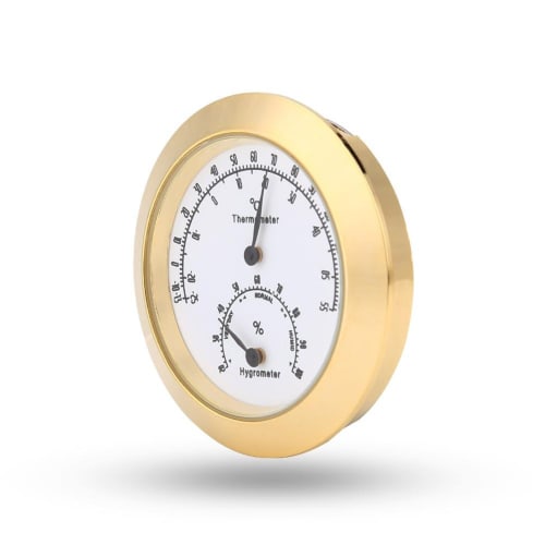 Round Guitar/Violin Case Thermometer/Hygrometer for Cases, Room Accessories (Golden)