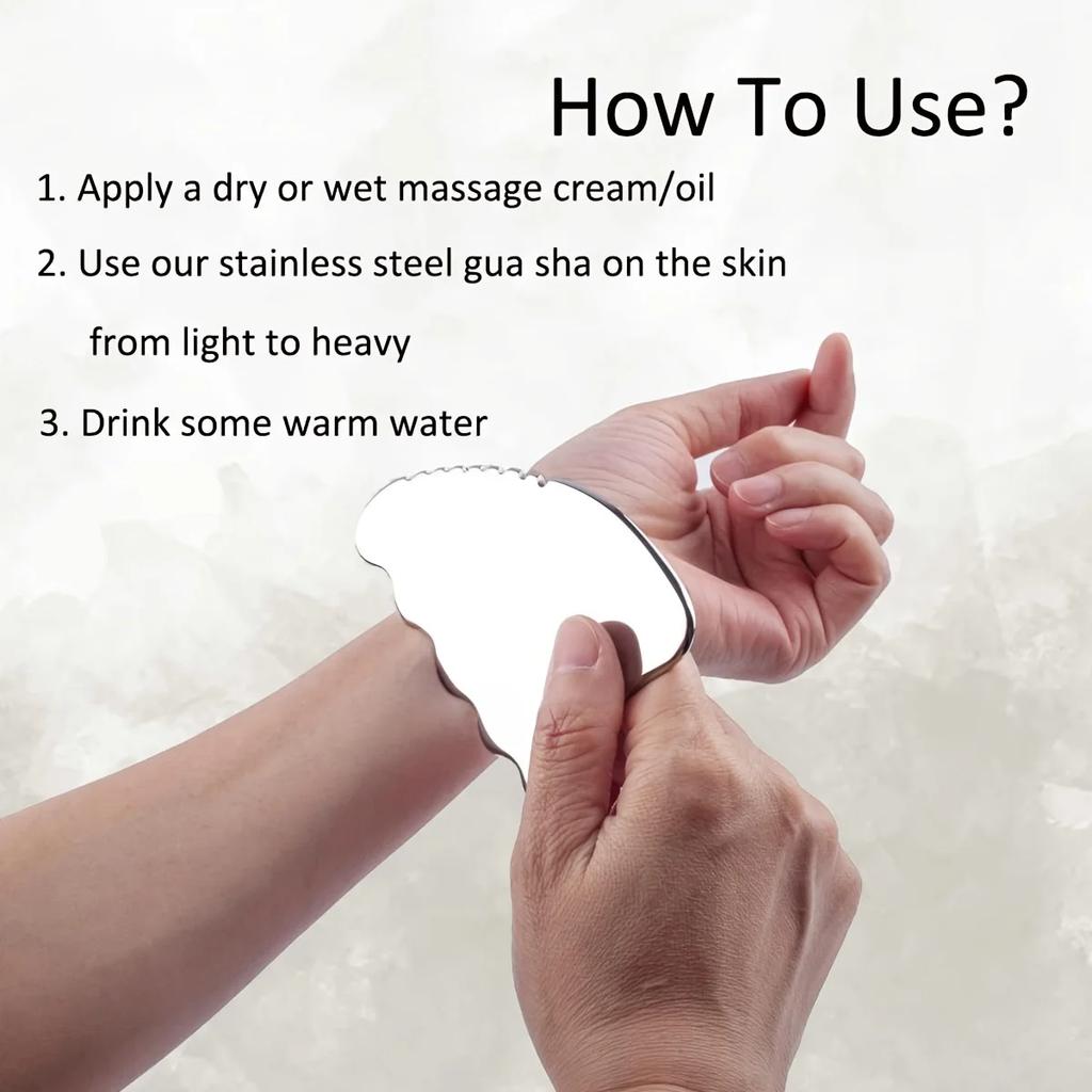 Stainless Steel Gua Sha Massager Facial Tool with Acupuncture Pen for Body Lymphatic Drainage Reduce Puffiness Muscle Therapy