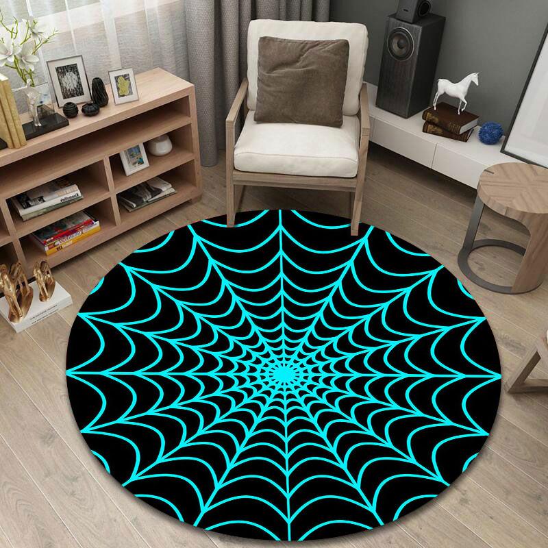 Playful Round Cat Multicolor Accent Rug, Non-Slip Floor Mat for Bedroom