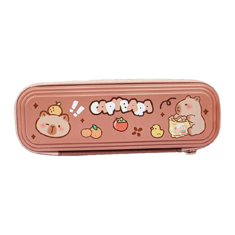 

Cartoon Pencil Case Large Capacity Plastic Pencil Bag Multifunctional Pen Organiser For Pen Markers School Supplies темно-коричневого кольору