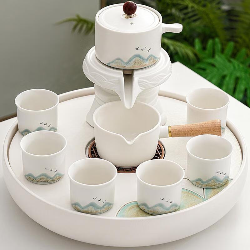 HANDUNYOU Kung Fu Tea Set with Coarse Pottery Cups and Tea Tray