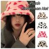Thicken Love Heart Bucket Hat Fluffy Winter Plush Hat Sweet Plush Fisherman Hat  Girl