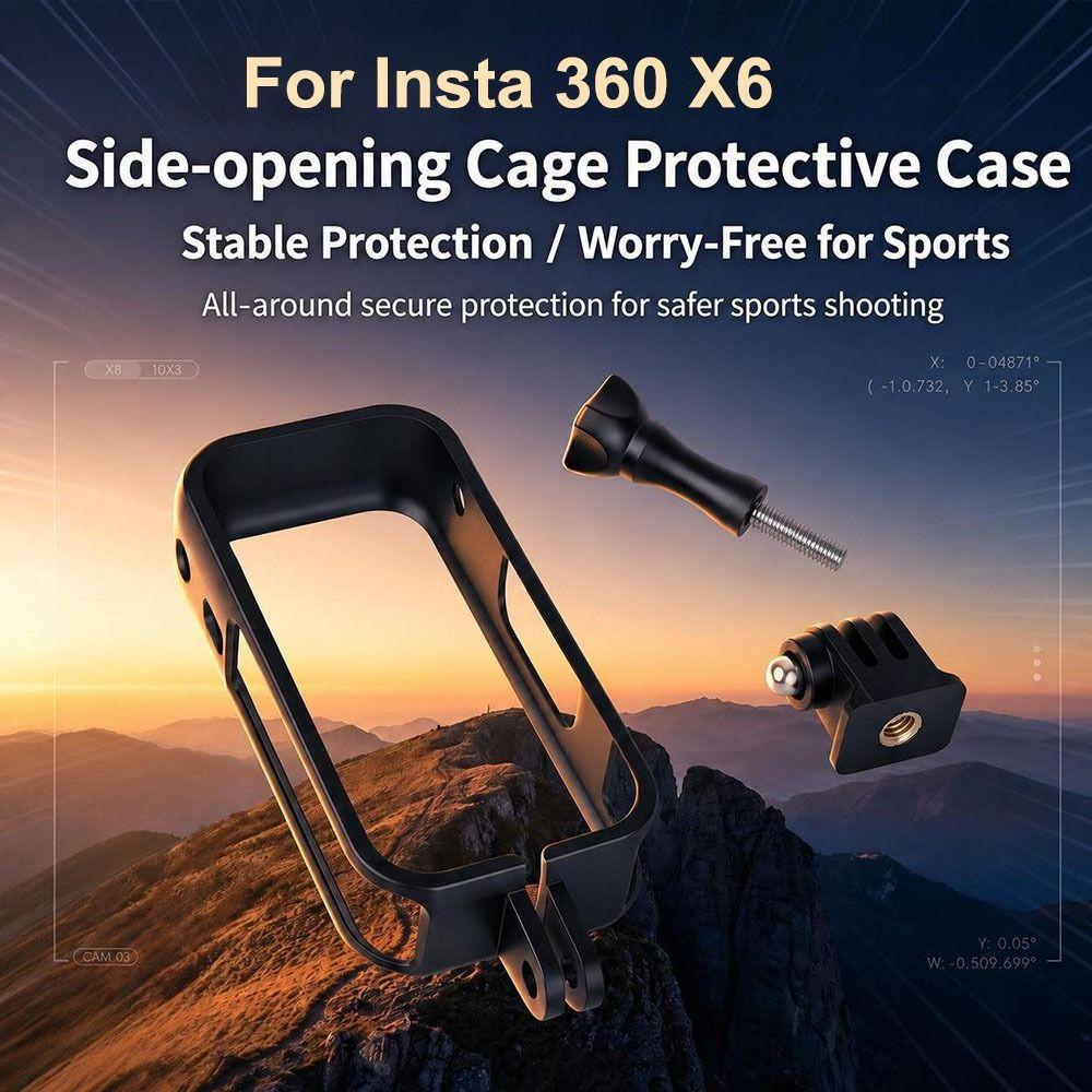 Open Frame Action Camera Cage Shock Resistant Camera Protective Frame for Insta 360 X6