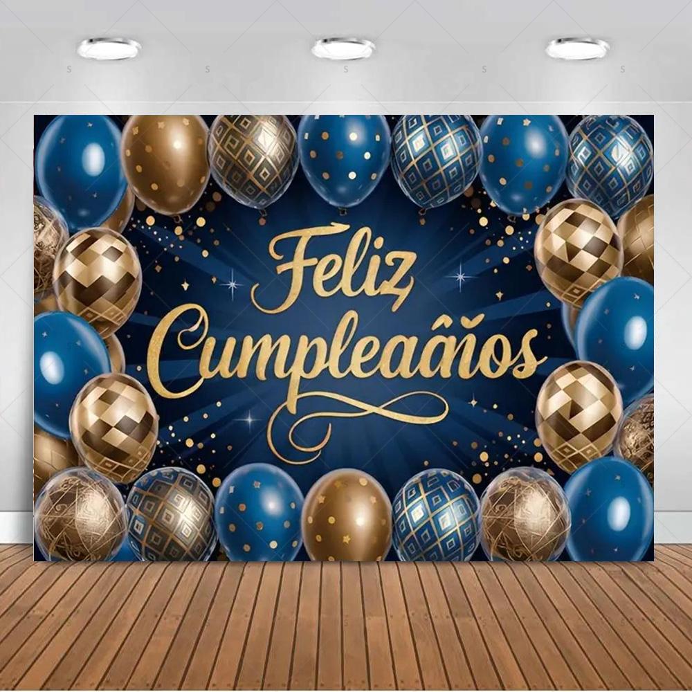 Spanish Happy Birthday Theme Background Supplies Colorful Balloon Birthday Party Decor Backdrop Banner Kid Gift Photo Shoot Prop