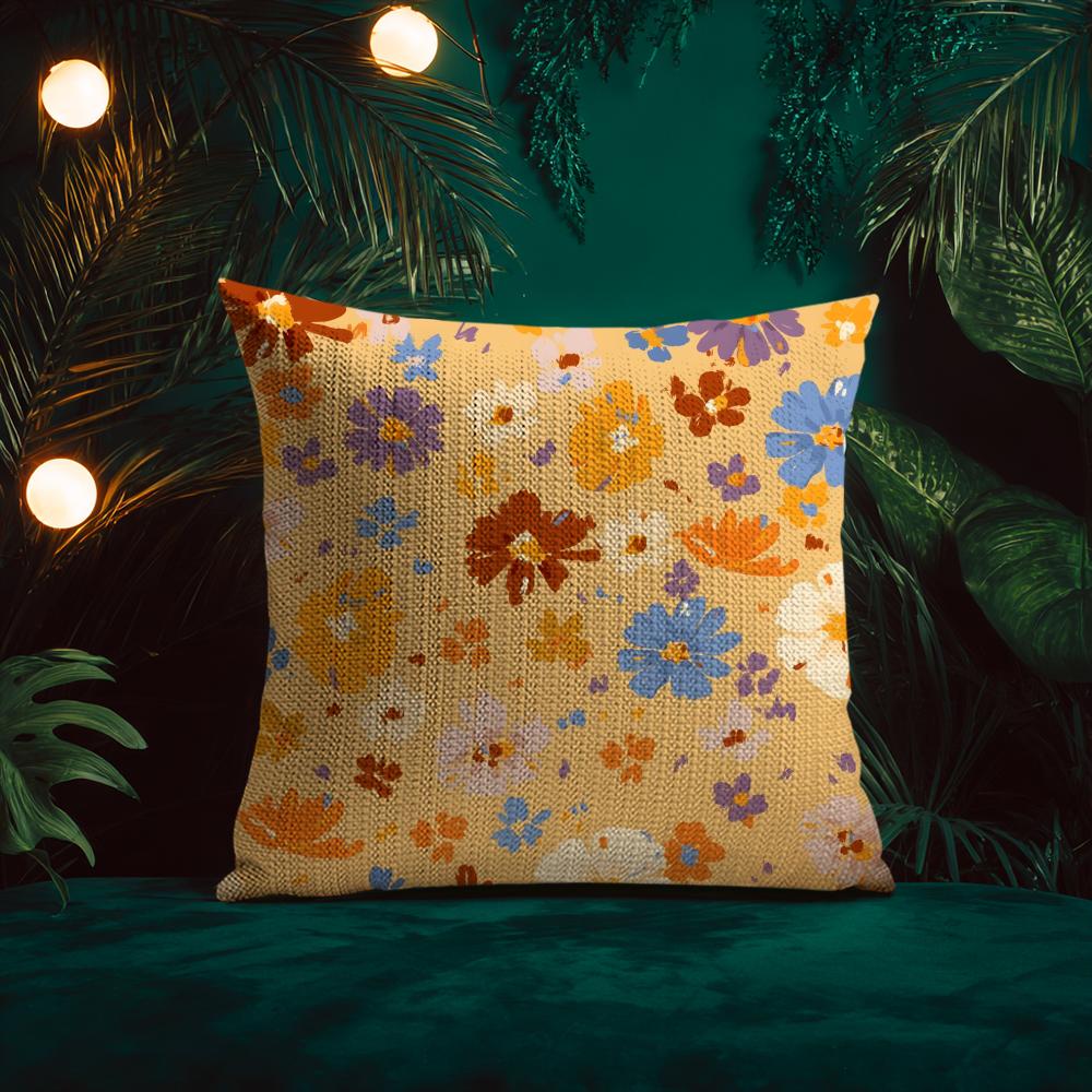 Elegant And Beautiful Flowers Cushion Cover Silky Elegant Comfort Sofa Bed Invisible Zipper Beach Pillowcase