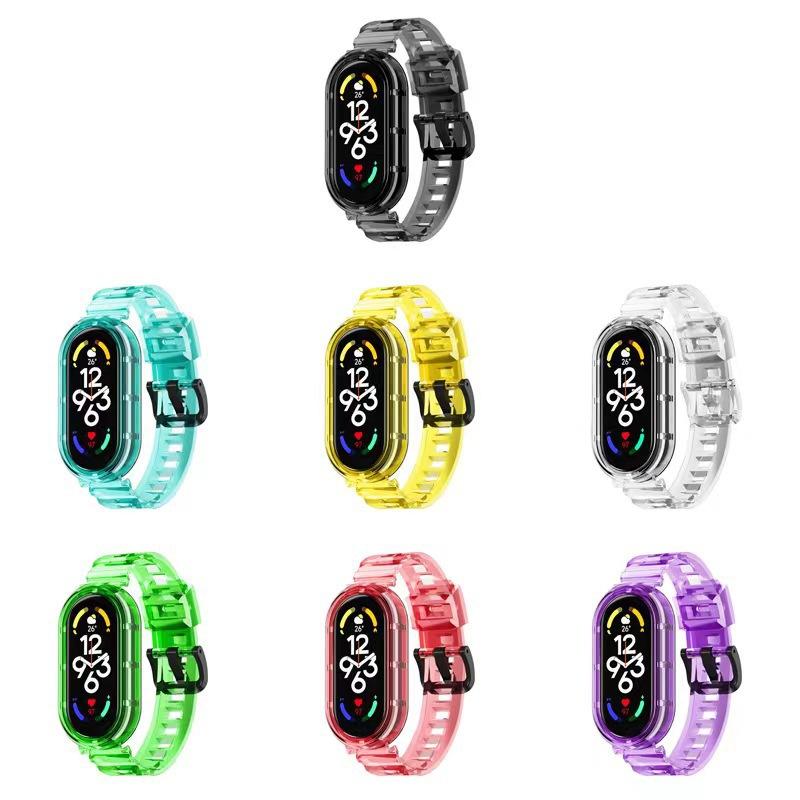 Custodia trasparente in TPU+laccetto per Xiaomi Mi Band 10 9 8 Morbido Sportivo Anti-sudore cinturino braccialetto Accessori Xiaomi smart band 9 8 10