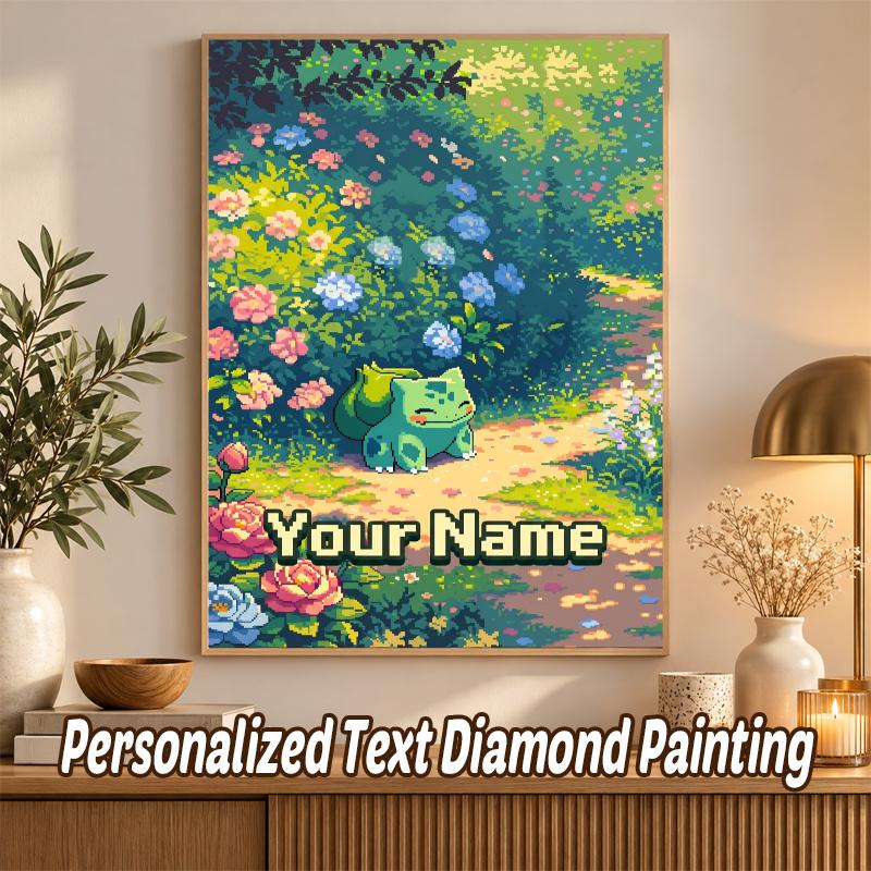 Bulbasaur Custom Name Diamond Painting Personalized 5D Full Drill DIY Diamond Art Home Decor