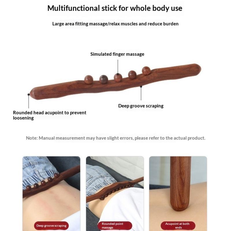 1Pcs Guasha Wood Stick Massage Tool,5 Beads Wood Massage Roller Stick,Lymphatic Drainage Massager For Body Shaping,Gua Sha Tools