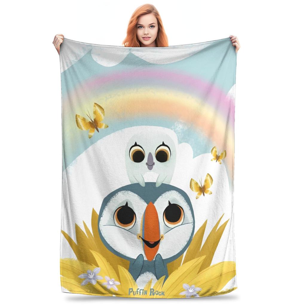 Puffin Rock und die neuen Freunde Cartoon Accessoires Decke Superweiche Decken für Sofa 50x60 Zoll Mehrgrößen-Bettüberwürfe