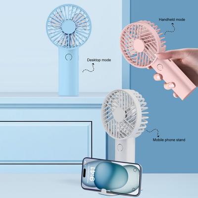 Mini-Handventilator mit Handyhalter 3 Geschwindigkeiten USB-wiederaufladbar Sommer-Kühlventilator Tragbar für Außenbereich Reisen Kleiner persönlicher Ventilator