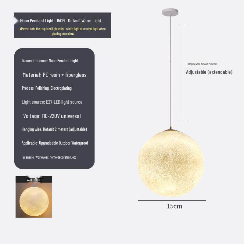 Creative Moon Pendant Lamp for Windows, Restaurants, Bars, and Shops