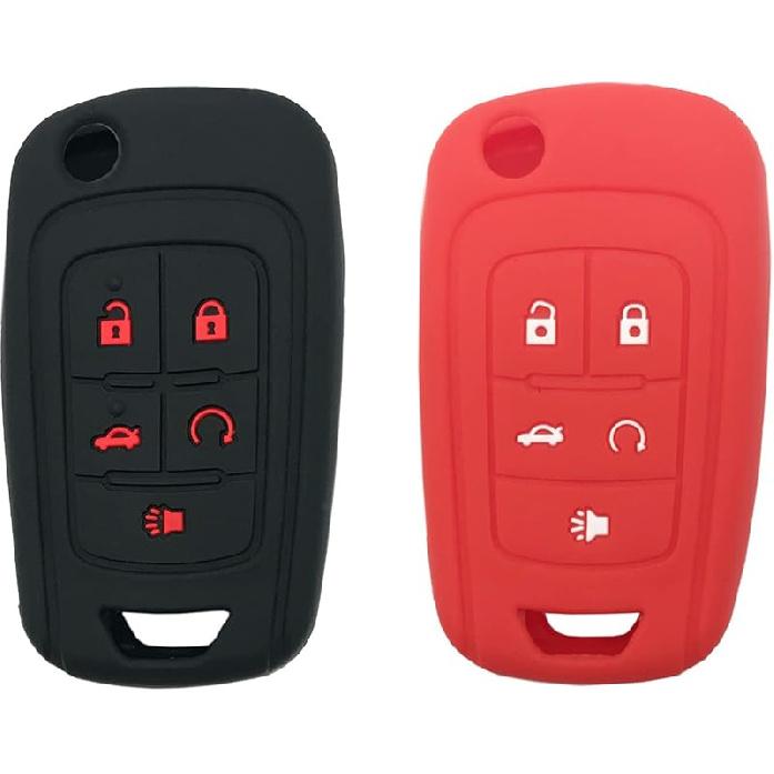 5 Buttons Silicone Protector Key Fob Cover Case fit for Chevy Camaro Cruze Malibu Equinox Sonic Impala Keyless Entry Key Fob