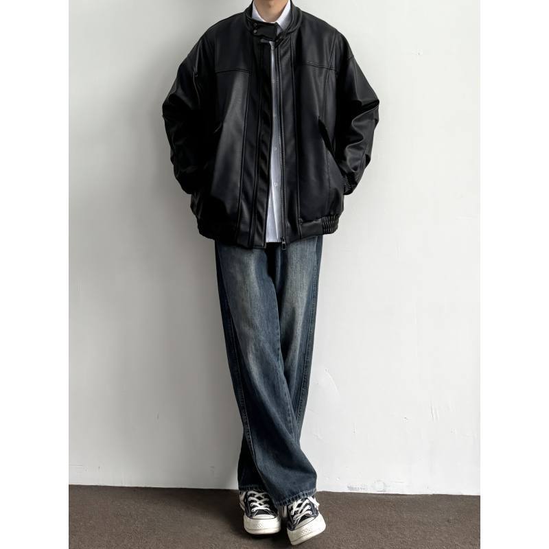 Dark Blue Jeans Men's Spring and Summer New Style Upgrade Pants Handsome Loose Straight Pants