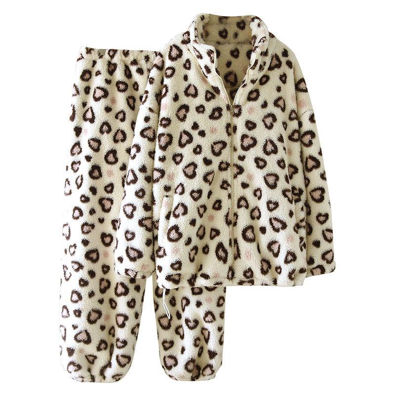 Women's autumn and winter new thickened double-sided Nordic muffin velvet loungewear set, thermal pajamas set can be worn outside
