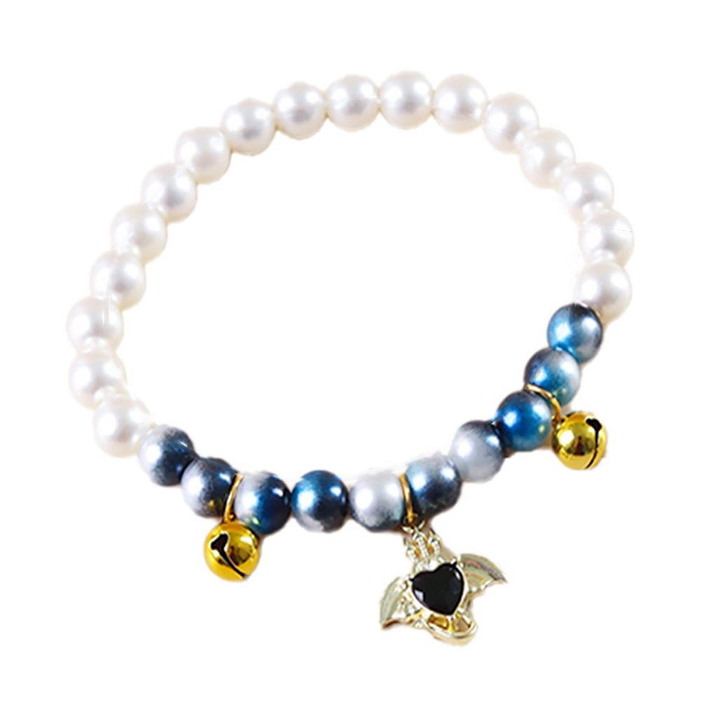 Elastic Rope Pet Pearl Collar Princess Style Pet Jewelry Cat Necklace With Crystal Pendant Cat Accessories