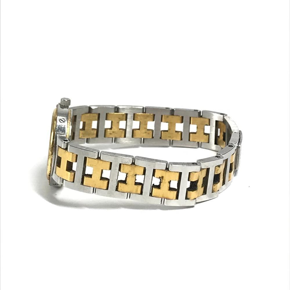 Hermes Clipper Quartz Two-tone Watch Wristwatch SS/Gold Plated Silver/Gold