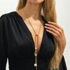 Fashion Snake Bone Chain Imitation Pearl Women's Necklace Exaggerated Gold Long Flowing Su Adjustable Necklace Party Jewelry