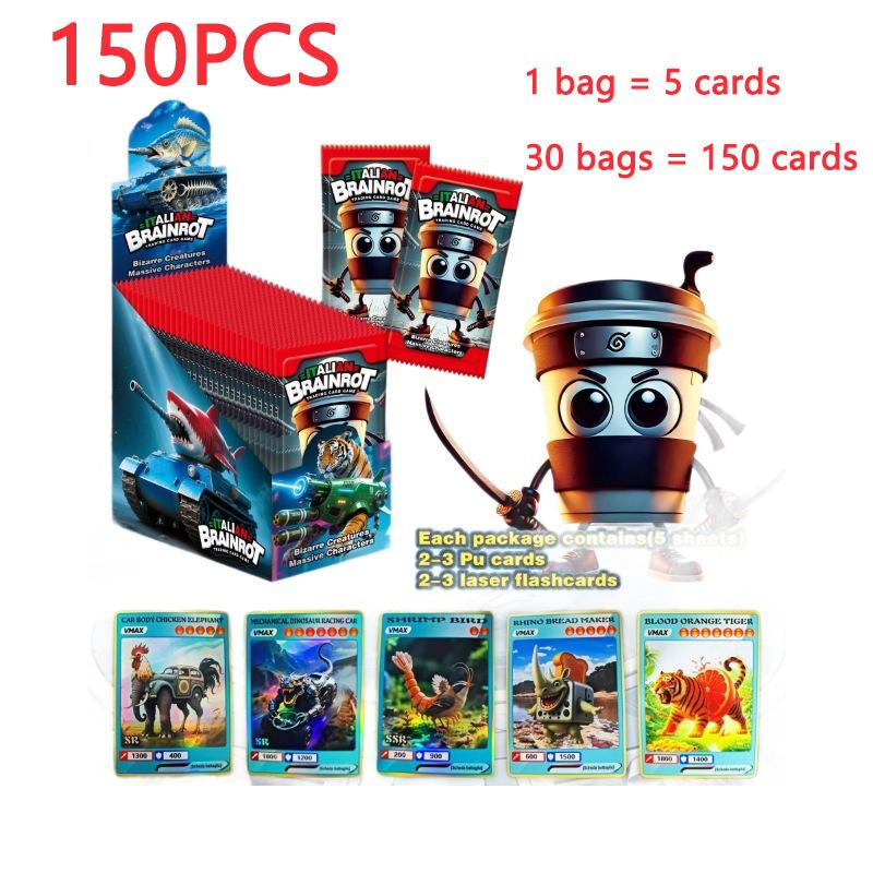 

150Pcs Tung Tung Tung Sahur Italian Brainrot Collectible Cards Tralalero Tralala Children s Card Game Toy Trading Cards Gift