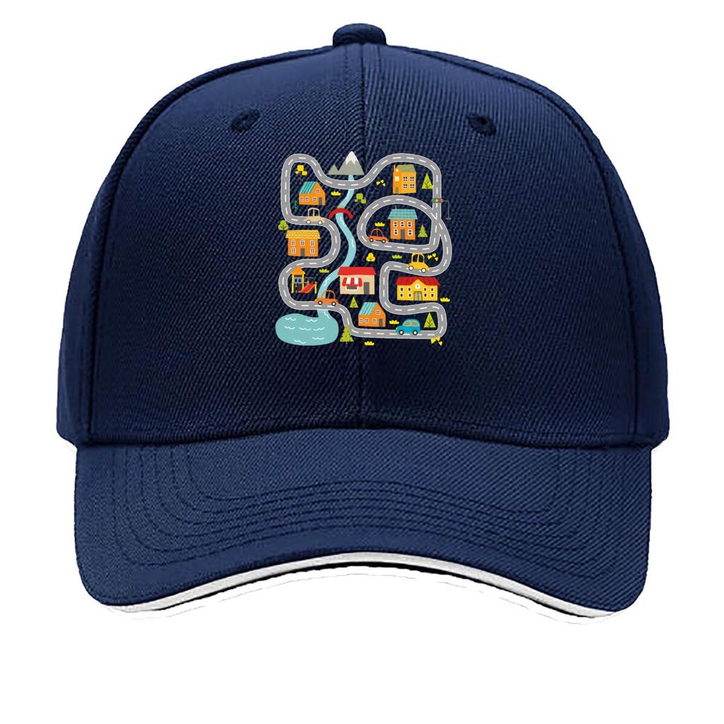 Dad Racing Play Road Cars Town Track Sandwich Baseball Cap Sun Cap Outdoor Workouts Hat