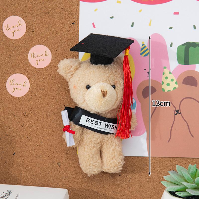 

Dr. Black Cat Keychain Doctor Bear Plush Doll Pendant Backpack Hanging Ornaments Diy Flower Bouquet Bag Charms Graduation Gift