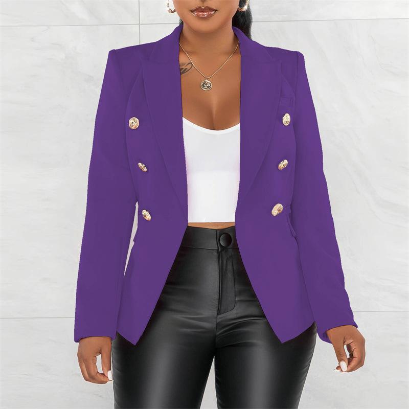 Black Women Blazers Turn Down Collar Long Sleeve Single Breated Slim Fit Button Up Causal Office Work Jackets for Ladies