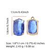 Rectangle Light Purple Synthetic Crystal Copper Charms, Golden Plated DIY Pendants for Earring Necklace Craft Making
