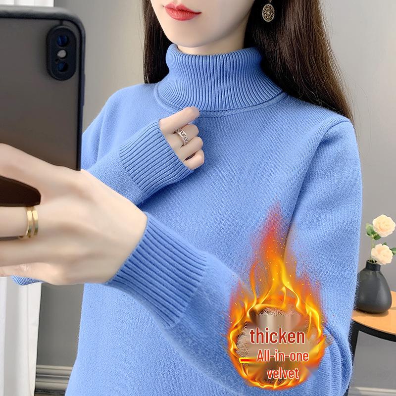 Women's Winter Warm Half-High Collar Knit Base Layer One-Piece Velvet Sweater (2025 Edition)