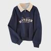 Women's Polo Collar Color-Block Sweatshirt - Spring/Autumn 2025 Long Sleeve Thin Jacket for Students