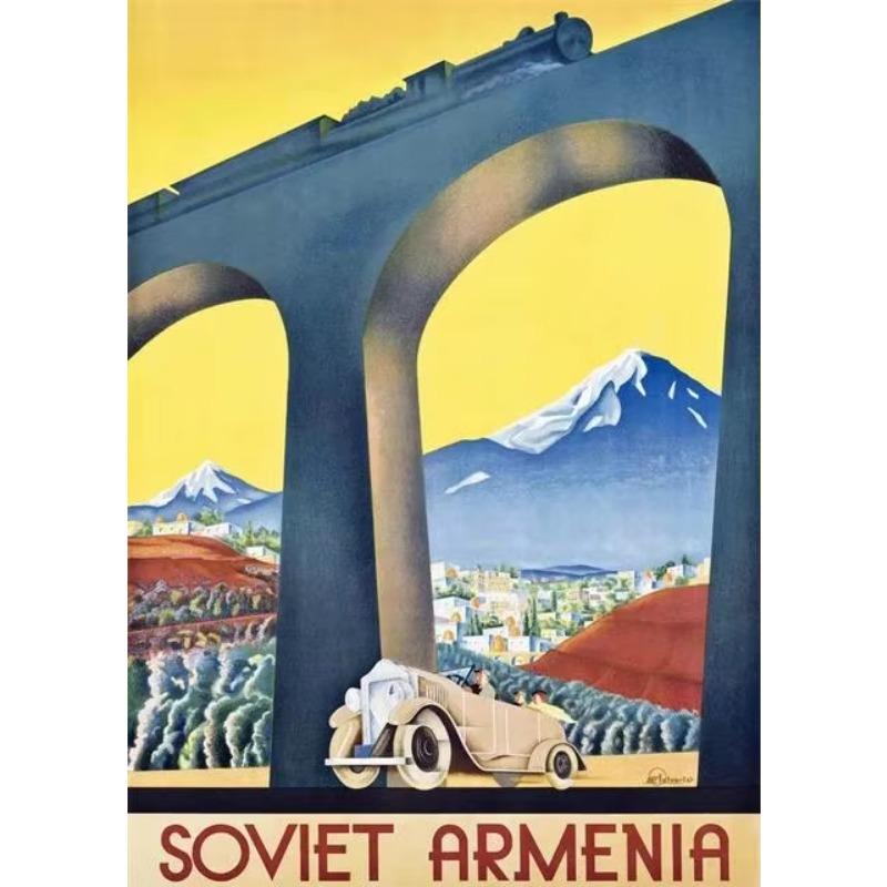 Vintage Soviet Poster Canvas Art Russian Red Army Astronaut Theme for Retro Bar Restaurant Home Wall