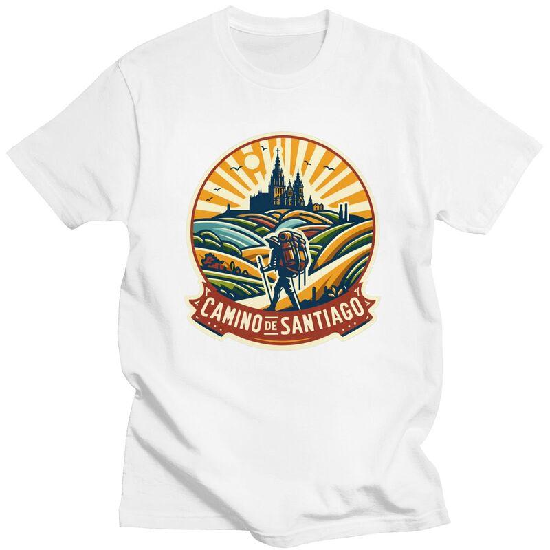 Custom Buen Camino De Santiago T Shirts for Men Pure Cotton Tee Tops Tshirts Tshirt Clothes