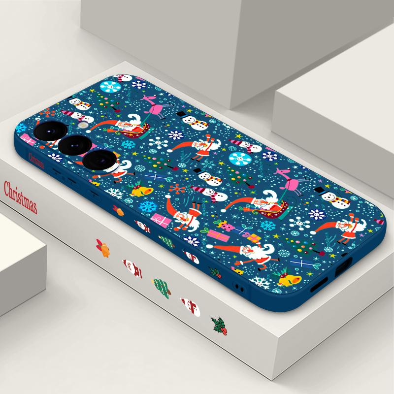 

Чехол со шнурком, с рождественским узором снеговика, для Samsung Galaxy A55 A54 A56 S25 A53 A52 A14 A34 A15 A35 S23 S24 Ultra S20 FE S21 S22 Ultra, противоударный capa Samsung Galaxy A55 синий