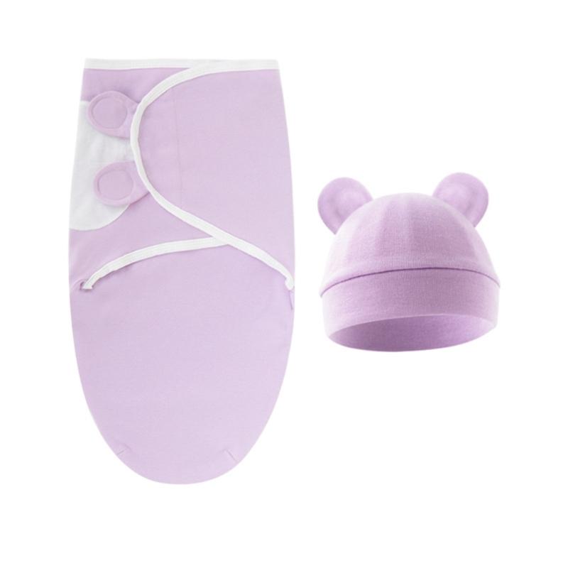4 Set Baby Swaddles Wrap Blanket with Bonnet Hat Sleeping Bag Anti Kick Blanket Swaddles for Toddler 0-12 Months